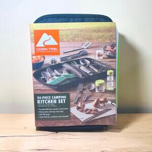 Ozark Trail 24-Piece Plastic Camping Kitchen Set Travel Bag  Compact Picnic Bbq